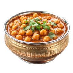 Wall Mural - Delicious chickpea curry served in traditional bowl, garnished with fresh cilantro. This flavorful dish is perfect for hearty meal