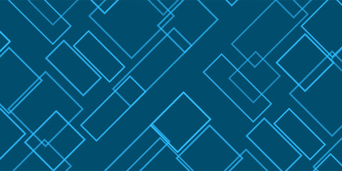 Wall Mural - Simple Overlapping Rectangular Frames of Various Sizes, Colored in Shades of Blue - Geometric Shapes Pattern, Texture on Wide Scale Background - Design Template in Editable Vector