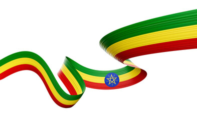 Wall Mural - 3d Flag Of Ethiopia 3d Shiny Waving Ribbon Flag Of Ethiopia 3d Illustration