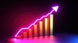 © savittree - High-tech luminous graph with ascending golden bars and a vibrant upward arrow indicating progress.
