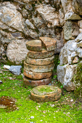 Wall Mural - Remains of gymnasium in acnient Lycian city Arycanda. Ancient city on mountain near Aykiricay village.Well preserved semi-circular theater of Arycanda, ancient Lycian city in Antalya