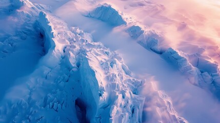 Fototapete - Spectacular display of ice formations in an arctic setting during sunrise, showcasing vibrant colors and textures in the frozen landscape, creating a peaceful and breathtaking view.