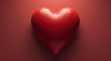 Wall Mural - Glossy Red Heart with Soft Lighting