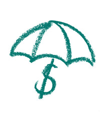 Wall Mural - umbrella pay insurance related icon crayon chalk drawing vector
