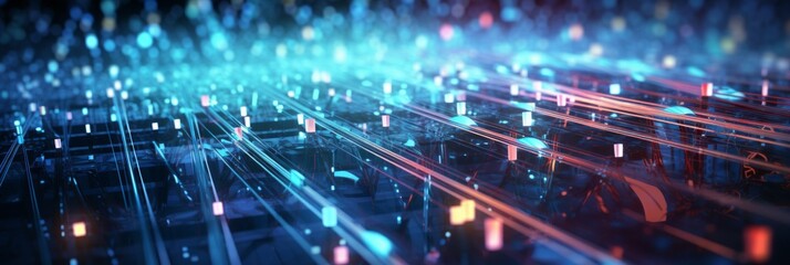 Wall Mural - electronic connection with data transfer, network and communication