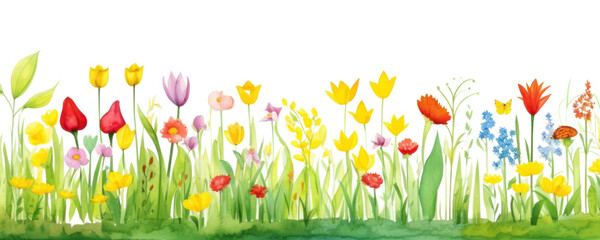 Wall Mural - PNG Spring border backgrounds grassland outdoors.