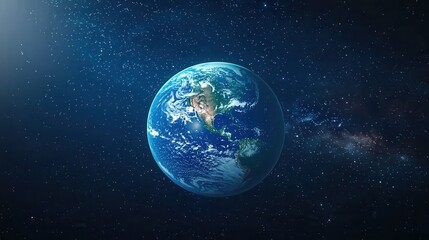 Wall Mural - Earth seen from space surrounded by stars and colorful nebulas in the vast universe