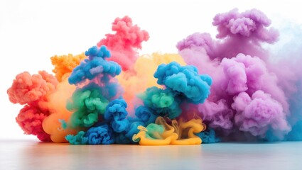 Wall Mural - colorful smoke explosion with vibrant hues of blue, purple, pink, orange and yellow creating an abst