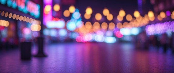 Poster - blurred night cityscape with colorful decorative lights and bokeh effect for abstract backgrounds co