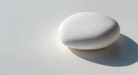 Canvas Print - smooth white pebble on light surface with soft shadows and minimalistic aesthetic copy space