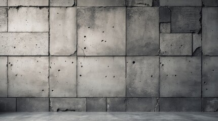 Poster - Textured concrete wall with irregular patches and visible imperfections suitable for industrial backgrounds and architectural designs Copy Space