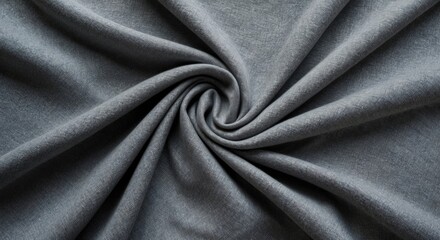 Fototapete - Close-up of twisted gray fabric with a soft texture and natural light showing the fiber details Copy Space