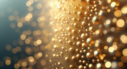Leinwandbilder - Golden bokeh background with glittering light spheres and soft focus effect suitable for abstract designs and aesthetics Copy Space