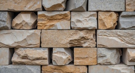 Aufkleber - Textured stone wall background with varying shapes and colors of natural rock arranged in a pattern. Copy Space