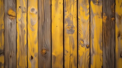 Aufkleber - Textured wooden planks in yellow and gray tones patterned background with natural knots and imperfections suitable for various design projects Copy Space