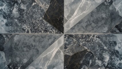 Aufkleber - Textured marble floor tiles in geometric pattern with dark and light shades Copy Space