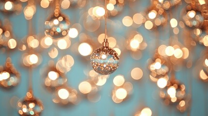 Poster - Elegant Glass Ornament with Soft Gold Bokeh Background for Holiday and Party Decoration