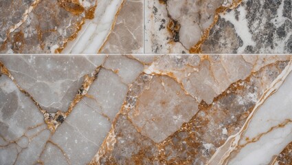 Aufkleber - Marble texture background with natural stone patterns in gray and beige tones featuring golden veining suitable for various design applications