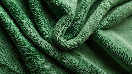 Aufkleber - Green textured fabric close-up with folds and creases suitable for background use Copy Space