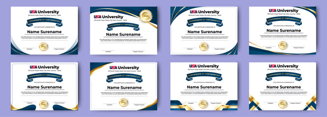 Wall Mural - certificate of appreciation or award diploma template design and vector golden luxury premium badges