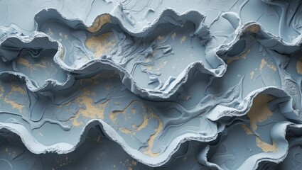 Aufkleber - Abstract textured surface with blue and gold tones, resembling layered waves, suitable for various design applications and Copy Space available.
