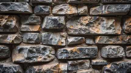 Aufkleber - Textured stone wall background with various colors and shapes of stones creating a rustic and natural appearance Copy Space