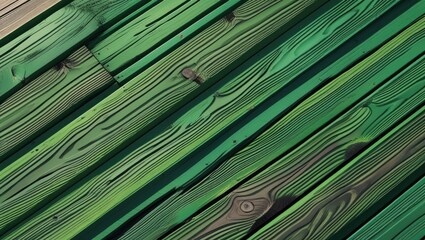 Aufkleber - Green Wooden Planks Background with Textured Grain Patterns and Copy Space for Text Placement