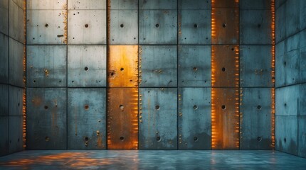 Leinwandbilder - Industrial concrete wall interior with textured surface and ambient lighting Copy Space