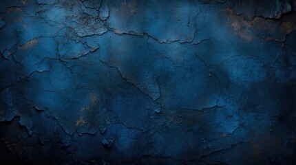 Leinwandbilder - Textured blue wall background with cracks and dark tones ideal for design projects with Copy Space.