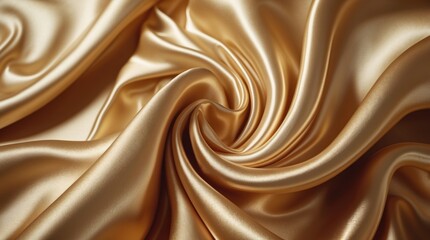 Aufkleber - Gold satin fabric texture with smooth waves and folds creating a luxurious appearance detailed for use in various design projects. Copy Space