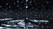 © AImmersive Imagery - Water droplets creating ripples in dark liquid with bokeh effect and dramatic lighting showing texture and movement Copy Space