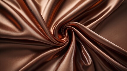 Aufkleber - Brown silk fabric with smooth texture and elegant draping pattern suitable for background and textile design Copy Space