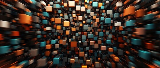 Leinwandbilder - Abstract 3D Background with Colorful Cubes in Motion Creating a Dynamic Visual Experience