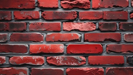 Aufkleber - Red brick wall texture with irregular patterns and worn edges, suitable for background design and adding depth, Copy Space.
