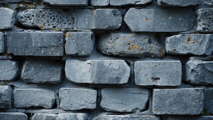 Aufkleber - Gray stone wall texture with uneven bricks and natural wear patterns suitable for backgrounds or architectural design elements. Copy Space
