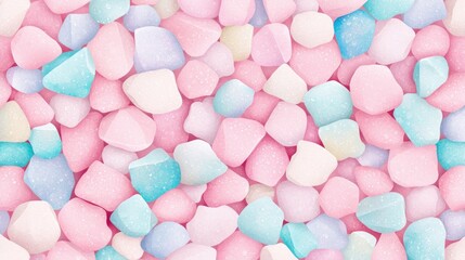 Poster - Colorful Pastel Decorative Stones in Soft Pink, Blue, and White Shades for Creative Applications and Backgrounds