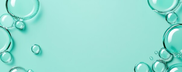 Poster - Clear Bubbles on Soft Mint Background, Minimalist Aesthetic, Perfect for Fresh Products and Clean Design