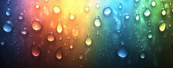 Aufkleber - Colorful Raindrops on Glass with a Gradient Background Capturing Beauty of Nature in Bright Hues and Serenity