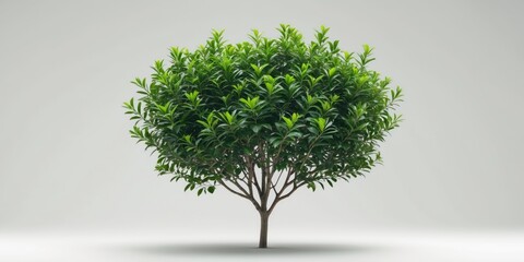 green leafy tree isolated on light background with ample copy space for text placement