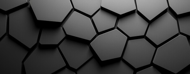 Aufkleber - Black Hexagonal Tile Pattern with Three Dimensional Effect for Modern Design Concepts and Abstract Backgrounds