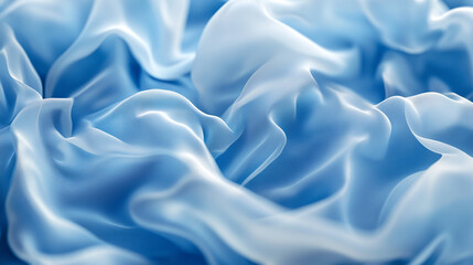 Sticker - Abstract flowing blue fabric waves, digitally rendered with soft shadows and highlights, creating a mesmerizing serene visual experience.