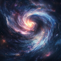 Wall Mural - Stunning cosmic swirl showcasing the vibrant colors and energy of a spiral galaxy with intricate cloud formations. Generative AI