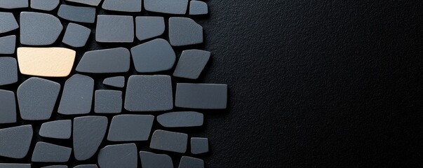 Aufkleber - Unique Arrangement of Black and Light Stones on Dark Background for Background, Texture, and Design Use
