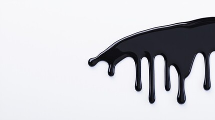 Poster - Black paint drips flowing gracefully across a smooth white surface creating an artistic abstract design