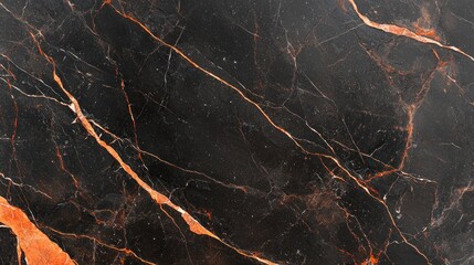 Aufkleber - Elegant Black Marble with Distinctive Orange Veins for Upscale Interior Design and Renovation Projects