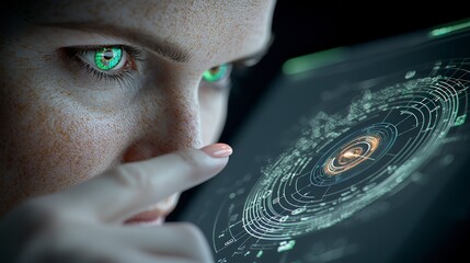Woman Using Futuristic Digital Interface  Tech  Innovation  Screen  Closeup