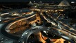 © zen - A high-resolution drone shot of a modern transportation hub with interconnected transit networks.