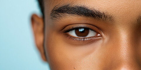 Close-up of Brown Eye and Facial Features