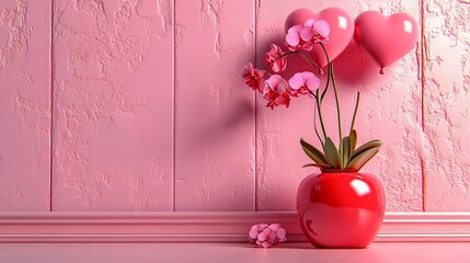 Poster - Stock picture of Valentine's Day and love featuring a heart shape on a huge copy space background