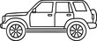 © petokpetok - Simple line drawings of four different SUVs perfect for coloring pages or design elements. Great for kids activities or automotive projects.